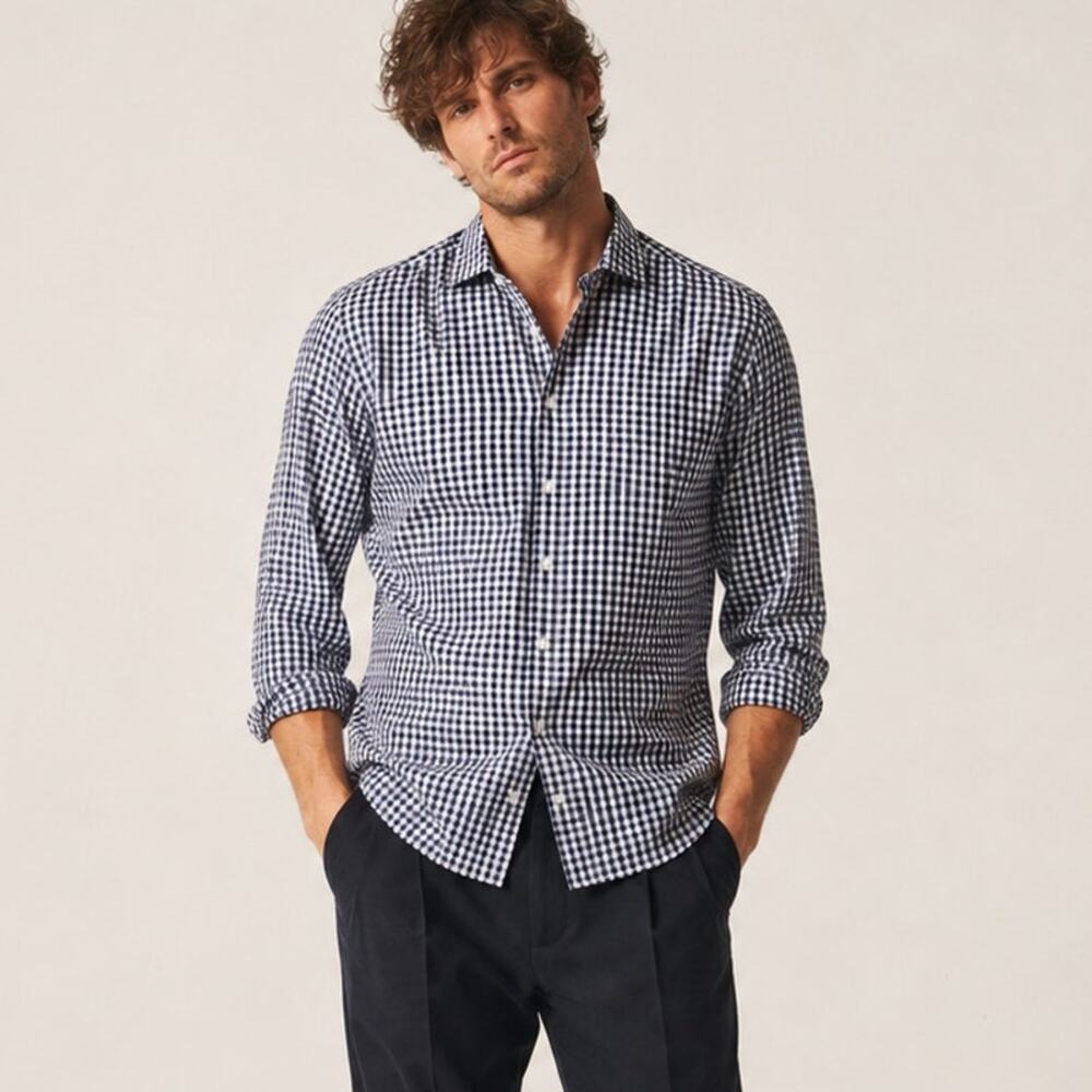Todd Snyder Men's Blue gray Ginham Button up Shirt Size 16 32/33